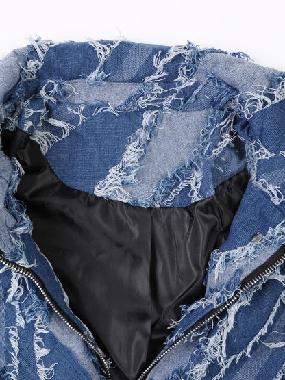 UNIKCOSA UrbanSoul Denim Jacket Loose Fit Tassels Big Size 💫