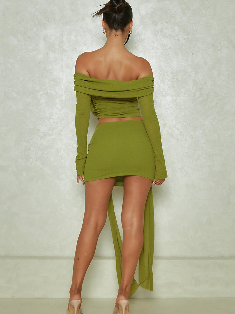 UNIKCOSA AllureSet Off-Shoulder Ruched Crop Top & Mini Skirt for Women 💃