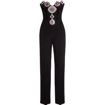 UNIKCOSA LuxeEase Crystal Strapless Bandage Jumpsuit 💫