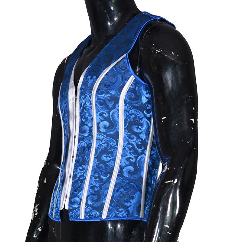 UNIKCOSA NoirFit Blue Jacquard Waistcoat Shapewear For Men💫