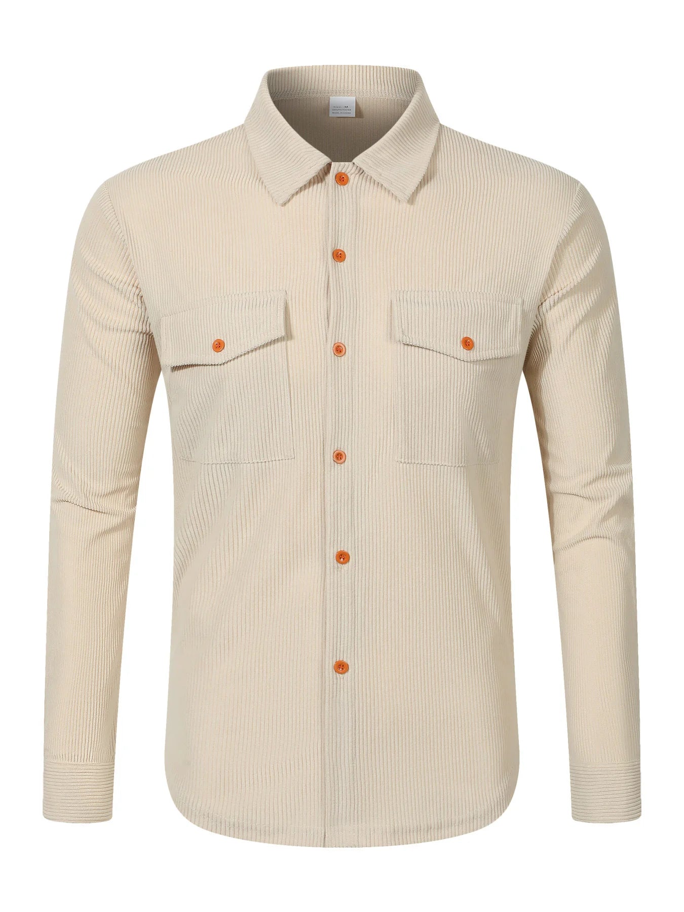 UNIKCOSA Men’s Corduroy Shirt – Long Sleeve Button-Up with Chest Flap Pockets (Casual Workwear Streetwear Edition)