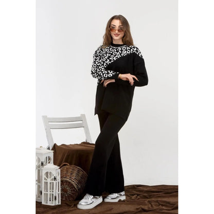 Women's Ribbed Jogger Set with Long Knitted Loungewear Top