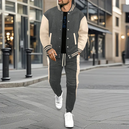 UNIKCOSA Men’s Varsity Tracksuit – Colorblock Baseball Jacket & Jogger Pants Two-Piece College Style Set (2025 Edition)