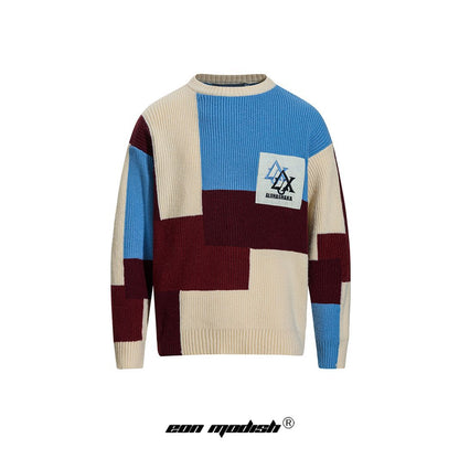 UNIKCOSA Velora Color Block Embroidered Crewneck Sweater 💫