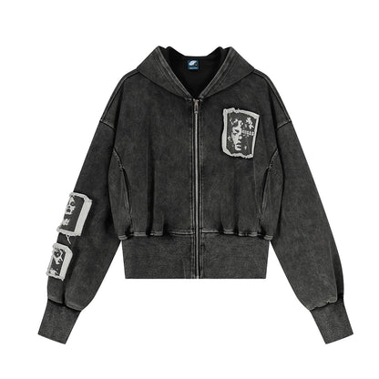 UNIKCOSA RetroMuse Vintage Zip Hoodie Short Jacket For Men🖤