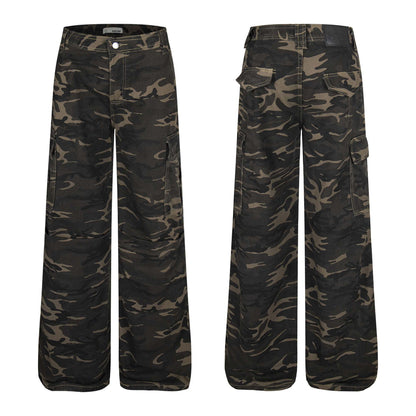 UNIKCOSA Velora Color Block Camouflage Denim Work Pants 🖤