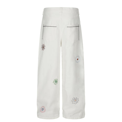 UNIKCOSA UrbanSoul Sunflora Embroidered Slim Jeans 💫