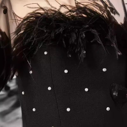 UNIKCOSA Velora Strapless Pearl Waist Bandage Dress 💫