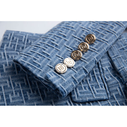 UNIKCOSA Velora DenimÉlite Blazer Geometric Jacquard 💫