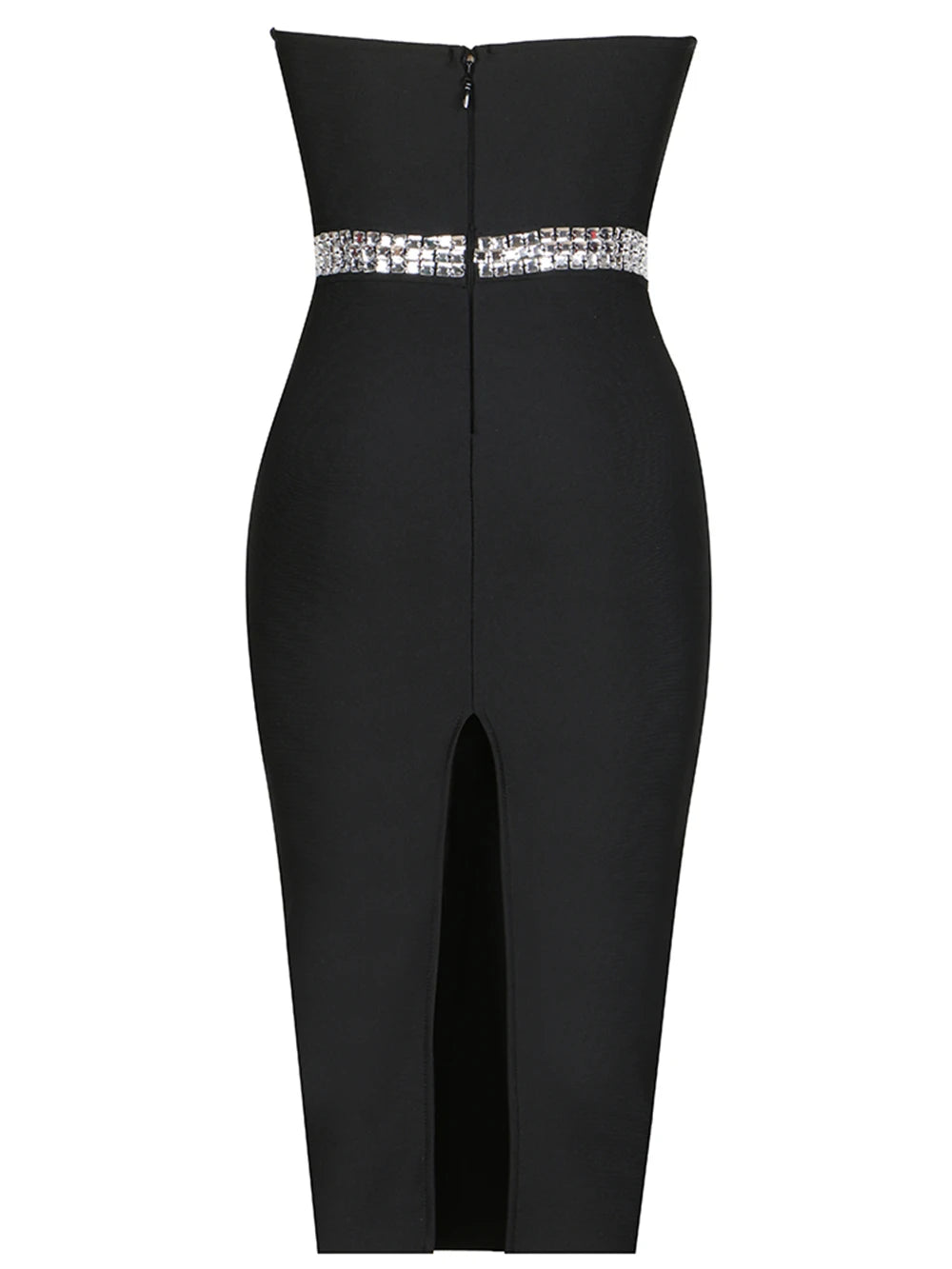 UNIKCOSA NoirFit Beaded Strapless Bandage Evening Dress 💫