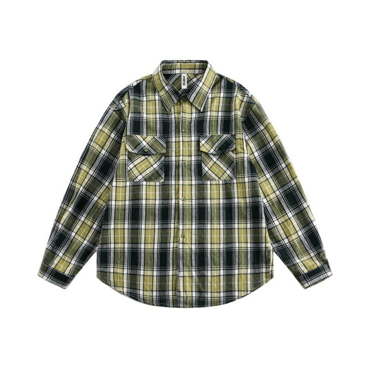 UNIKCOSA UrbanSoul Green Plaid Loose Workwear Shirt 🌆