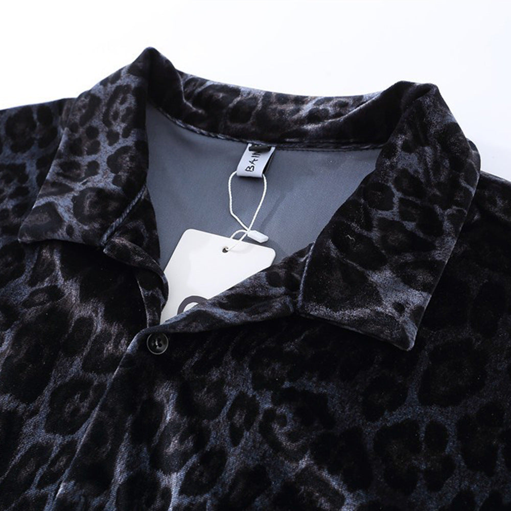 UNIKCOSA Velora Leopard Print Velvet Two Piece Set Men 💫