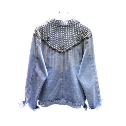 UNIKCOSA RivetMuse Tassel Denim Jacket for Women 🔥