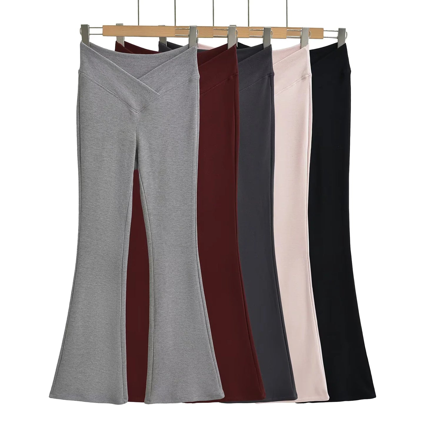 UNIKCOSA NoirFit Black V Shaped Cross Waist Flared Pants 💫