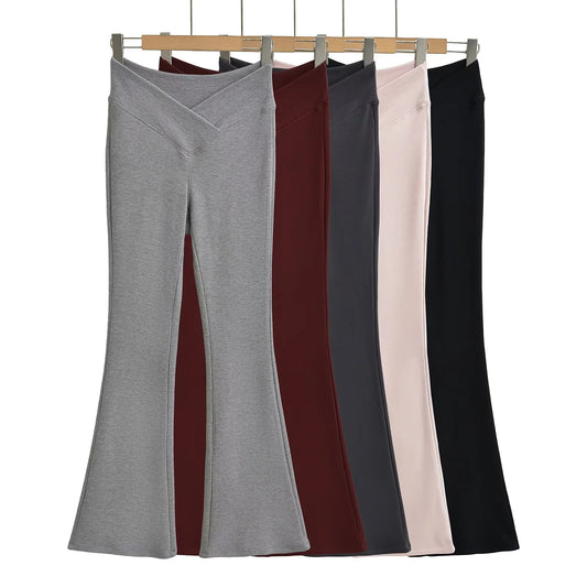 UNIKCOSA NoirFit Black V Shaped Cross Waist Flared Pants 💫