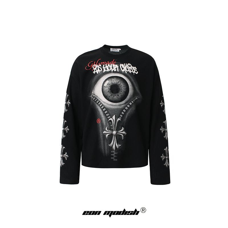 UNIKCOSA MonoEdge High-Street Pattern Long Sleeve T-Shirt 🖤