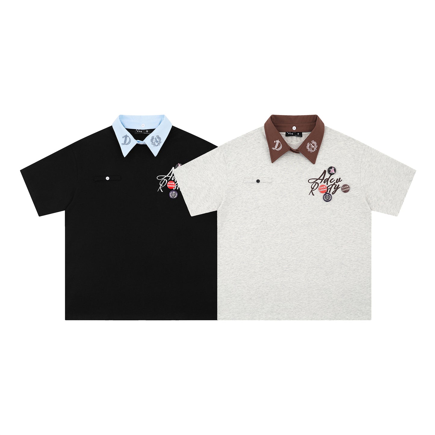 UNIKCOSA LuxeEase Badge Embroidery Detachable Collar Tee 💫