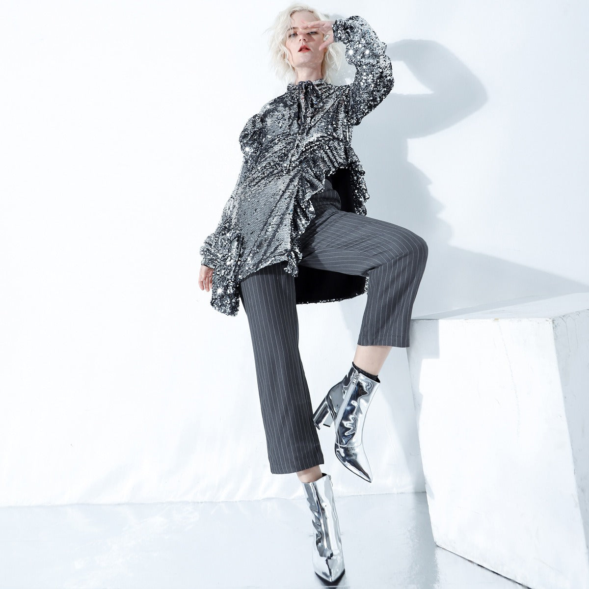 UNIKCOSA Velora Glitter Edge Long Sleeve Nightclub Dress 💫