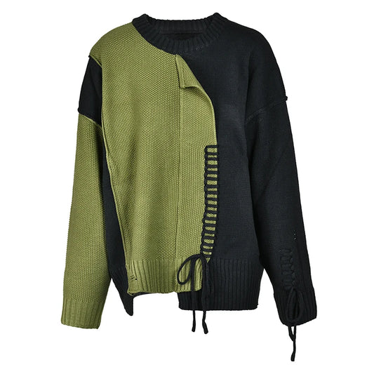 UNIKCOSA VerdeFlow Women’s Colorblock Knit Sweater