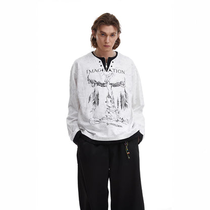 UNIKCOSA Velora Punk Print Pearl Button Two-Piece Tee 💫