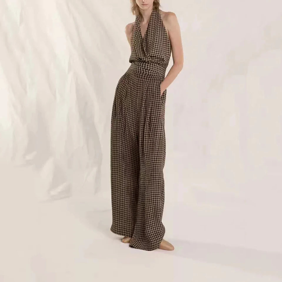 UNIKCOSA Velora Y2K Commuter Wide Leg Plaid Pants 💫