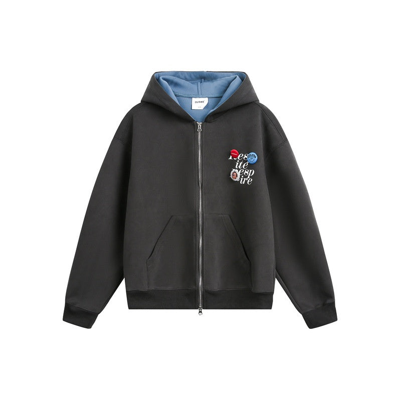 UNIKCOSA Velora Unisex School Style Badge Zip Up Hoodie 💫