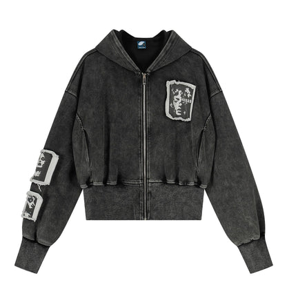 UNIKCOSA RetroMuse Vintage Zip Hoodie Short Jacket For Men🖤