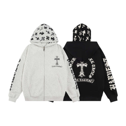 UNIKCOSA Velora Hoodie Cross Letter Print Double Hooded 💫