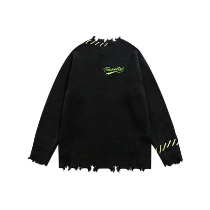 UNIKCOSA LuxeEase Broken Hole Loose Knit Pullover Sweater 💫