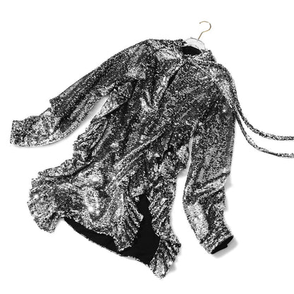 UNIKCOSA Velora Glitter Edge Long Sleeve Nightclub Dress 💫