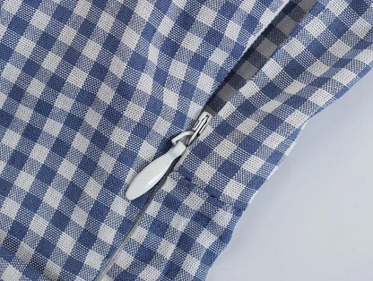 UNIKCOSA Velora Round Neck Sleeveless A Line Check Dress 💫