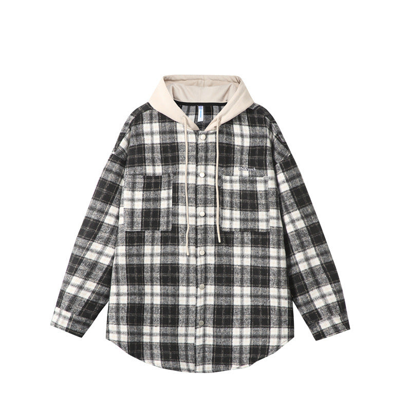 UNIKCOSA LuxeEase Checkered Hooded Shirt For Men Casual 💫