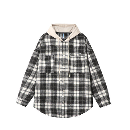 UNIKCOSA LuxeEase Checkered Hooded Shirt For Men Casual 💫
