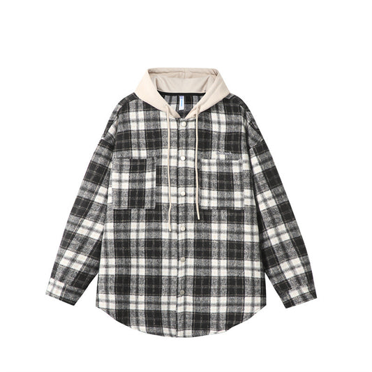 UNIKCOSA LuxeEase Checkered Hooded Shirt For Men Casual 💫