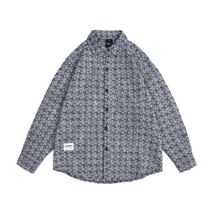 UNIKCOSA RetroMuse Blue Men's Long Sleeve Plaid Shirt 💫