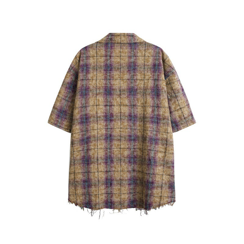 UNIKCOSA UrbanSoul Tie Dye Checkered Tassel Shirt 💫