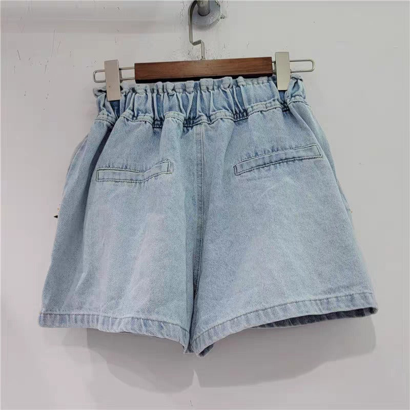 UNIKCOSA GemEdge High-Waist Diamond Beaded Denim Shorts for Women 💎