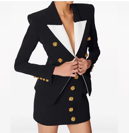 UNIKCOSA Velora Slim Fit Color Blocking Rose Button Jacket💫