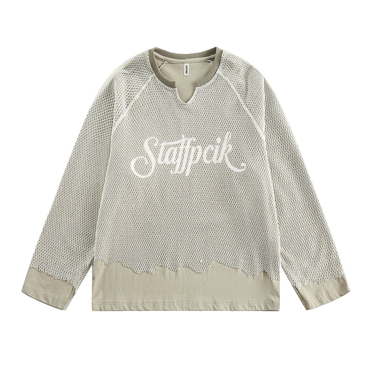 UNIKCOSA NoirFit Hollow Out Damaged Mesh Spliced Sweatshirt💫