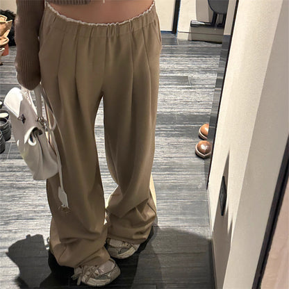 UNIKCOSA NoirFit Splicing White Border Wide Leg Pants 💫