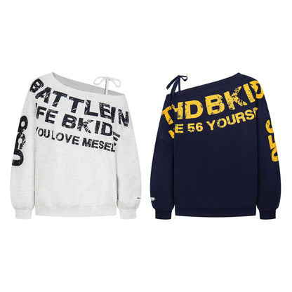 UNIKCOSA RetroMuse Mottled Letter Print Lazy Hoodie for Women 💙