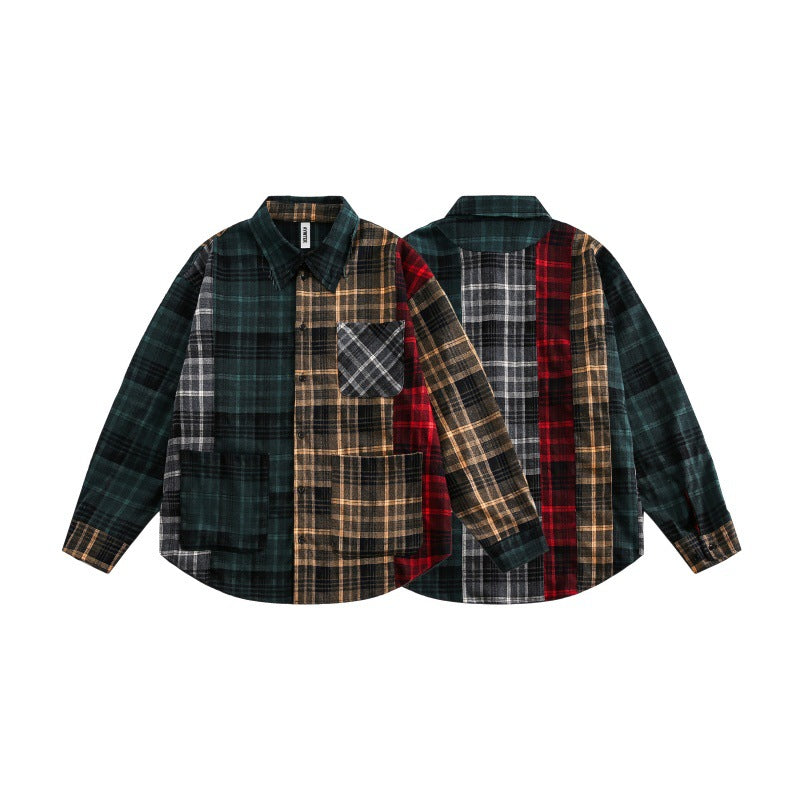 UNIKCOSA Velora Patchwork Plaid Shirt Casual Vintage 💫