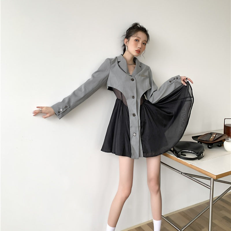 UNIKCOSA LuxeEase Preppy Girly Mesh Stitching Dress Skirt 💫