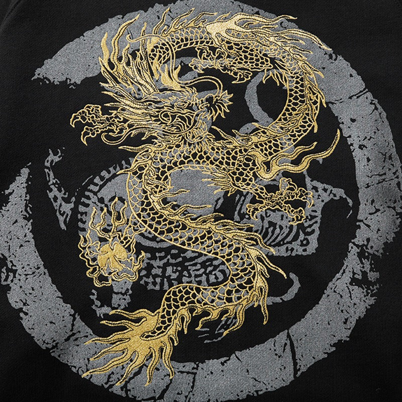 UNIKCOSA Velora Heavy Embroidery Gold Dragon Sweatshirt 💫