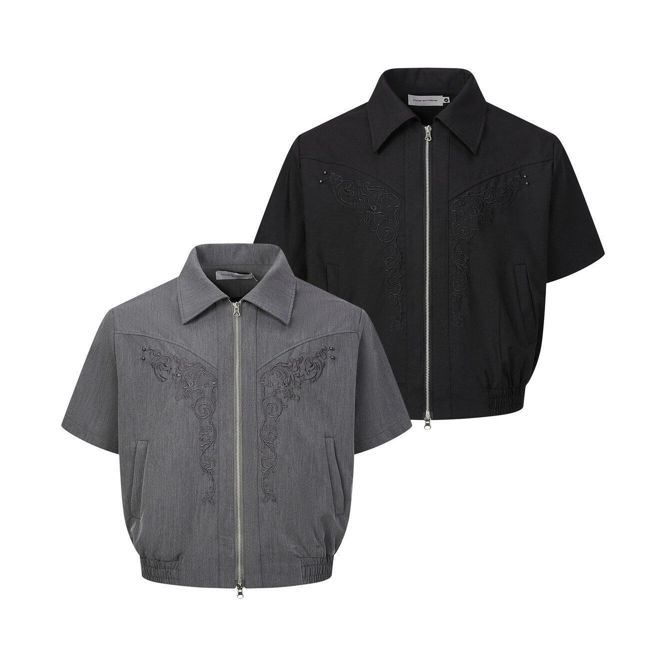 UNIKCOSA NoirFit Embroidered Shirt Jacket Cotton Blend 💫