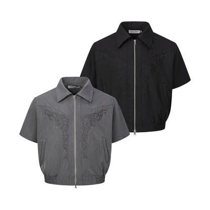 UNIKCOSA NoirFit Embroidered Shirt Jacket Cotton Blend 💫