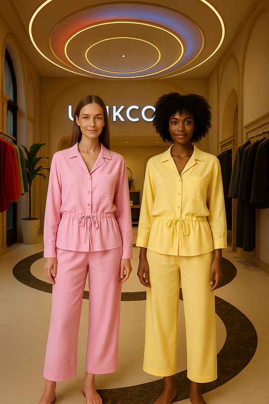 UNIKCOSA GraceLoom 2-Piece Long-Sleeve Shirt & Wide-Leg Pant Set for Women 💖