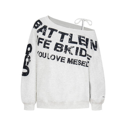 UNIKCOSA RetroMuse Mottled Letter Print Lazy Hoodie for Women 💙