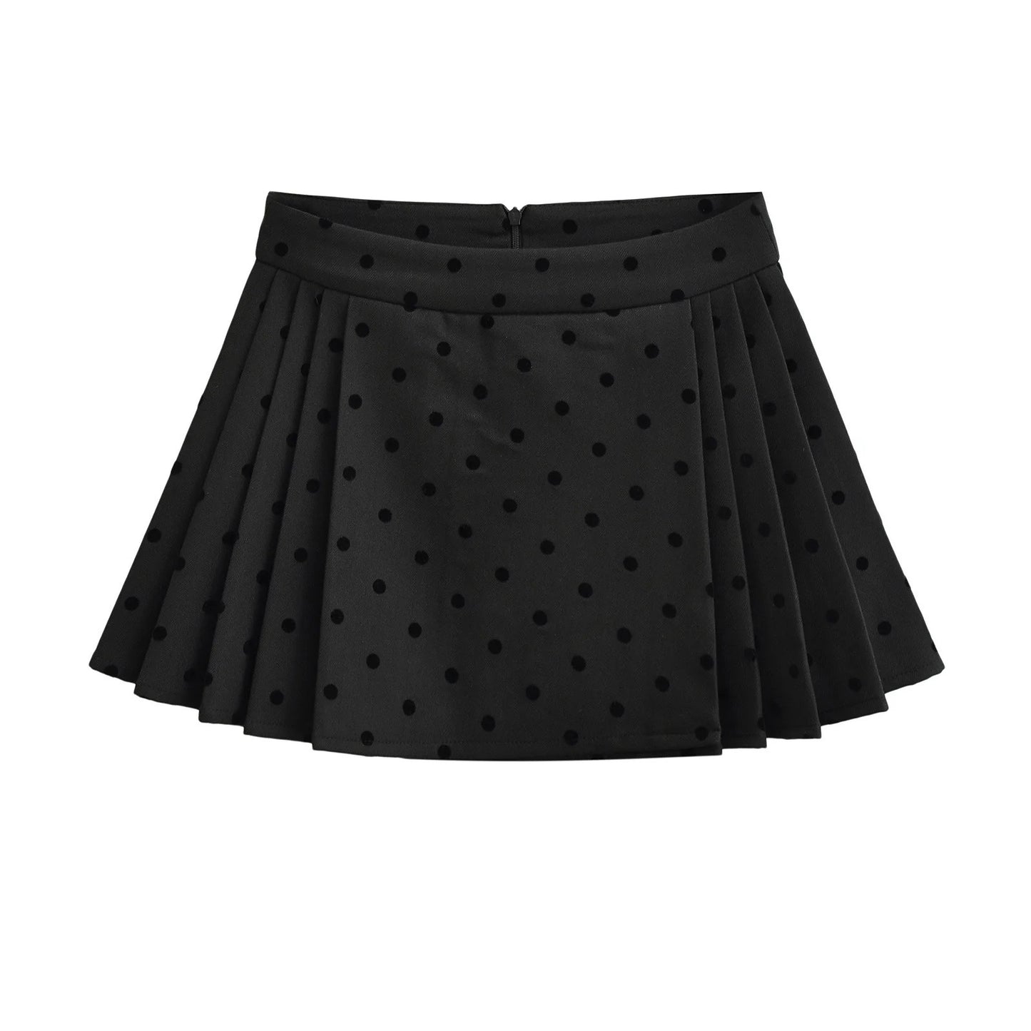 UNIKCOSA Velora Polka Dot Flock Spandex A Line Mini Skirt 💫