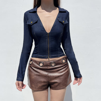 UNIKCOSA CurveMuse Waist-Cinch V-Neck Top for Women 💙